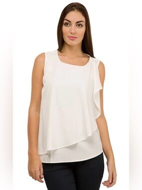 Women’s Cream Asymmetric Ruffle Sleeveless Camisole